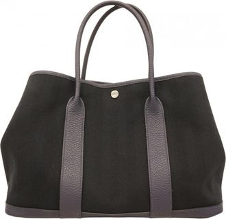 Herm&egrave;s Blue Nuit Toile Chevron Tote Bag (Pre-Owned)