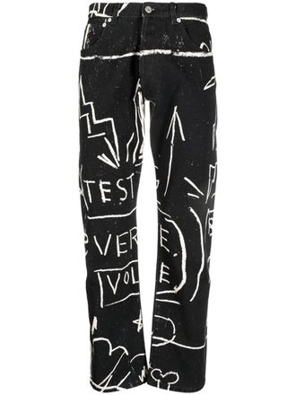 Honey Fucking Dijon Pantaloni dritti con stampa - Nero