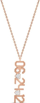 SHYMI Fancy Cubic Zirconia Heart Date Pendant Necklace in Rose at Nordstrom