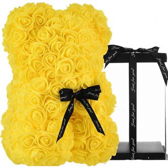 Trade Shop Trade Shop - Oso De Peluche Rose Oso Con Flores Artificiales Desde 25 Cm De San Valent&iacute;n - Amarillo