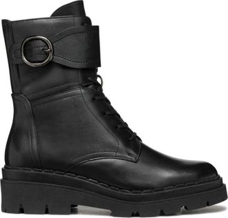 Geox Zwarte Enkellaarsjes voor Vrouwen - Dames - Veterlaarzen - Zwart - 39 EU - Wol - Schoenen