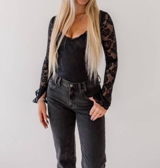 Free People Perfectly Fine Bodysuit In Black