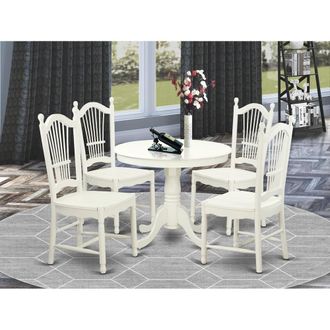 East West Furniture 5 Pc set with a Round Small Table and 4 Wood Dinette Chairss