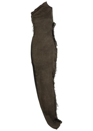 Rick Owens Athena Asymmetric Distressed Denim Gown - Brown Other - 38 (UK6 / XS)