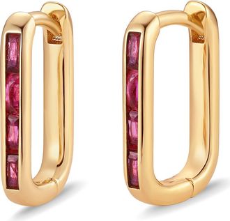 Brook & York Billie Birthstone Cubic Zirconia Hoop Earrings in Gold/july at Nordstrom