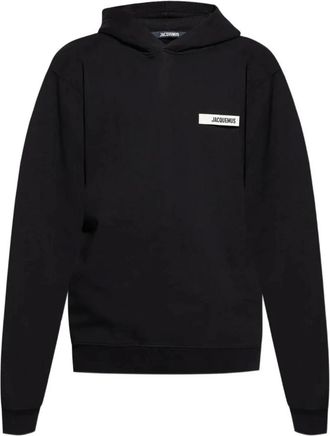 Jacquemus Hoodies & sweatvesten, Heren, Zwart, XL, Katoen, Gros Grain Hoodie