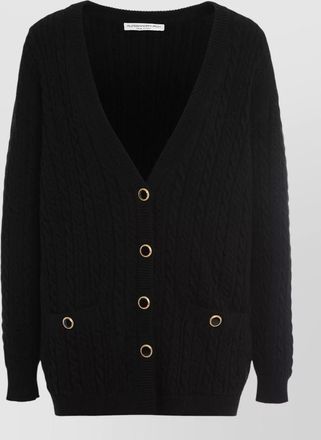 Alessandra Rich wool cable-knit v-neck cardigan