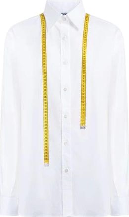 Moschino Overhemden, Dames, Wit, XS, Katoen, Gedrukte katoenen popeline blouse