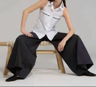 Tricot Chic Monaco Contrast Sleeveless Shirt In White
