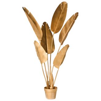 Beliani Beliani - Planta Artificial En Maceta Material Sint&eacute;tico 123 Cm Accesorio Decorativo Para Interior Dorado Musa Tree