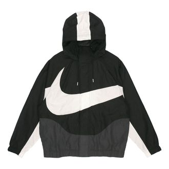 Nike Mens Nike Sportswear Swoosh Hooded Woven Large Logo Jacket Autumn Black DD5968-010