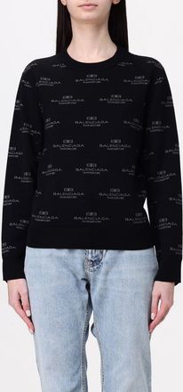 Balenciaga Womens Logo Knit Sweater - Black Merino - Size Medium
