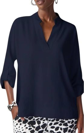 Joseph Ribkoff Woven Boxy Top With Dolman Sleeves In Midnight