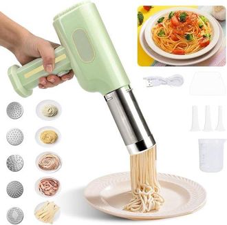 OEM M&aacute;quina El&eacute;ctrica Port&aacute;til Para Hacer Pasta Con Bater&iacute;a De 2600 Mah, 5 Moldes Para Pasta Y Accesorios Para Obtener Pasta Fresca Perfecta
