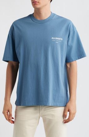 AllSaints Underground Oversize Graphic T-Shirt in Maya Blue at Nordstrom, Size Xx-Large