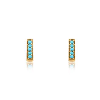 The Lovery Turquoise Bead Bar Stud Earrings
