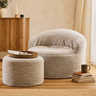 Icon Brand Orb Accent Chair & Milano Round Footstool Woven, Natural