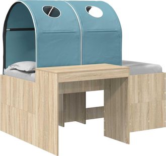 vidaXL Cama Con T&uacute;nel 3 Uds. Roble Sonoma Y Azul Claro Vidaxl