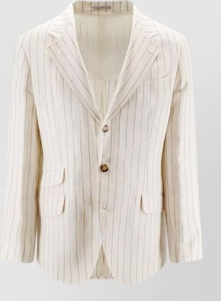 Brunello Cucinelli linen suit jacket single breasted pinstripe