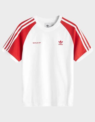 adidas Womens Adidas x Sporty & Rich Two Tone Tee - White - Size: 10/8