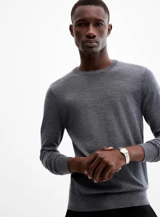 Le 31 Mens Responsible merino wool crew-neck sweater