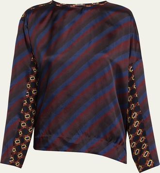Dries Van Noten Caias Multi-Print Silk Long-Sleeve Shirt