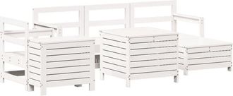 vidaXL Juego De Sof&aacute;s De Jard&iacute;n 7 Pzas Madera Maciza De Pino Blanco Vidaxl