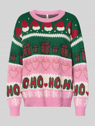 Only Regular Fit Weihnachtspullover mit Glitzer-Details Modell XMAS HOHO in Rosa, Gr&ouml;&szlig;e S