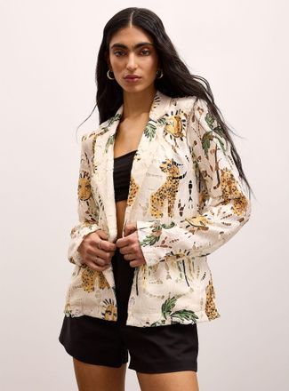 Icone Womens Jungle pattern crocheted Blazer Jacket