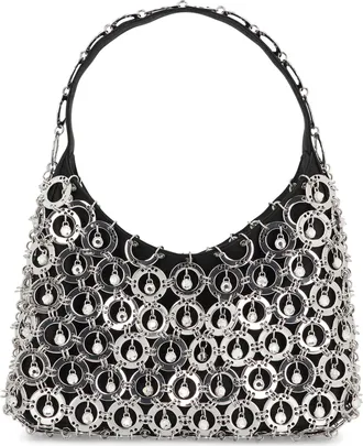 Paco Rabanne Womens Shoulder Bag Sphere Satin Black Polyester Handbags Hand