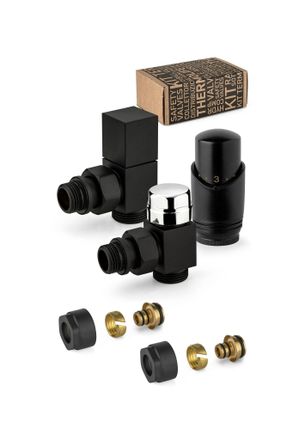 APM Apm - Kit V&aacute;lvula De Mobiliario Termost&aacute;tica Negra Y Cromada, Modelo Cuadrado 107knn 015 M 16 12 Negro