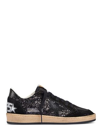 Golden Goose Glitter-Embellished Low-Top Sneakers with Suede Toe and Vintage Accents