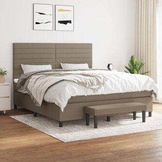 vidaXL Vidaxl - Cama Box Spring Con Colch&oacute;n Tela Gris Taupe 160x200 Cm