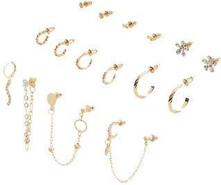 8 by YOOX MULTIPLE SHAPES CHAINS AND RHINESTONES EARRINGS SET