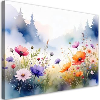 Feeby Impresi&oacute;n De Imagen Flores De Campo Bosque Paisaje En Tonos Pastel 100x70