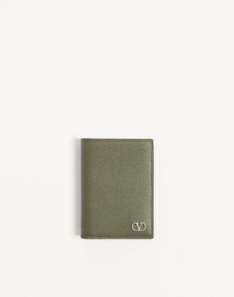 Valentino Garavani Valentino Garavani VLogo Signature Cardholder In Grainy Calfskin Man MILITARY GREEN UNI