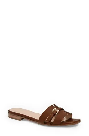Bruno Magli Farra Slide Sandal in Dark Brown Leather at Nordstrom, Size 10.5