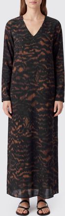 Momoni Tunica lunga Aoife in seta stretch con stampa animalier e scollo a V