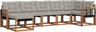 vidaXL Conjunto De Sof&aacute;s De Exterior 7 Uds. Natural Y Gris Claro Vidaxl