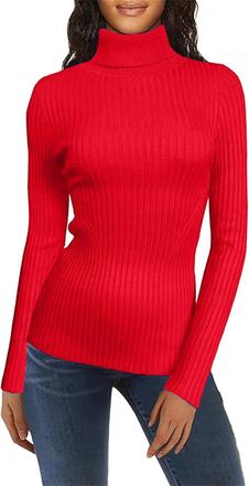 Generic Polo Neck Jumpers for Women Trendy Slim Fit Ribbed Knitted Jumpers Turtleneck Pullover Sweaters Winter Warm Undershirt High Neck Knitwear Base Layer,R