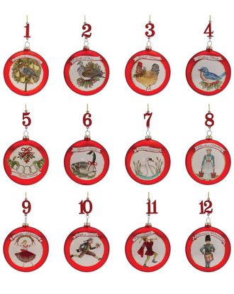 Melrose International Set Of 12 Twelve Days Of Christmas Ornament