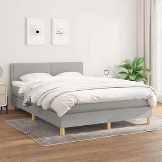 vidaXL Vidaxl - Cama Box Spring Con Colch&oacute;n Tela Gris Claro 140x190 Cm