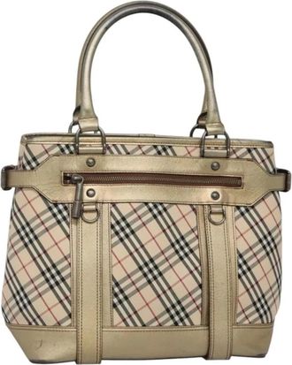 Burberry Pre-owned Handbags, female, Beige, Size: ONE SIZE Pre-owned Vintage Check Tote Bag