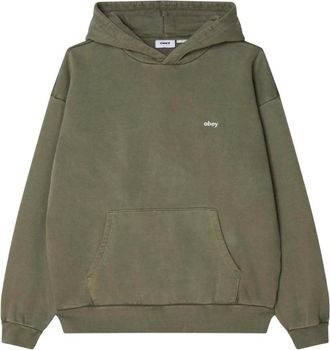 Obey Lowercase Pigment Hoodie - Heren - Hoodies - Groen - S - Katoen - Hoodies & sweatvesten