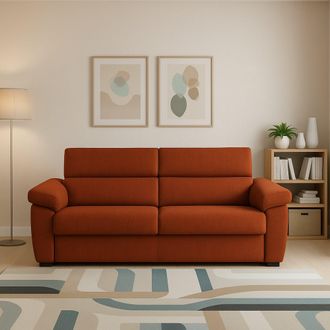 Dmora Sof&aacute; Fijo 2 Plazas Gorreto, Desenfundable, Impermeable Made In Italy, Lavable, 205x95x100h Cm Naranja