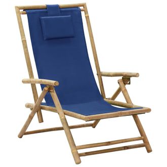 vidaXL Silla De Relax Reclinable De Bamb&uacute; Y Tela Azul Marino Vidaxl