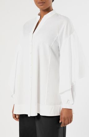 Marina Rinaldi Nagoraio Cotton Poplin Tunic in Optical White at Nordstrom, Size 22W