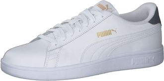 Puma Unisex Smash V2 L Sneaker, Puma White Puma White Peacoat Puma Team Gold, 3.5 UK