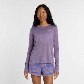 New Balance Donna RC Essential Long Sleeve in Viola, Maglia di Poliestere, Taglia 2XL