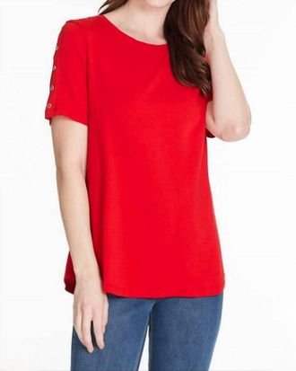 Multiples Button Detail T-Shirt In Red